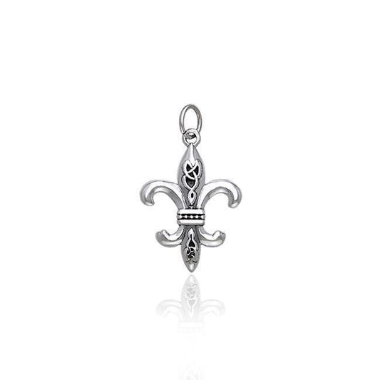 Fleur De Lis with Celtic Knot Silver Charm TCM031