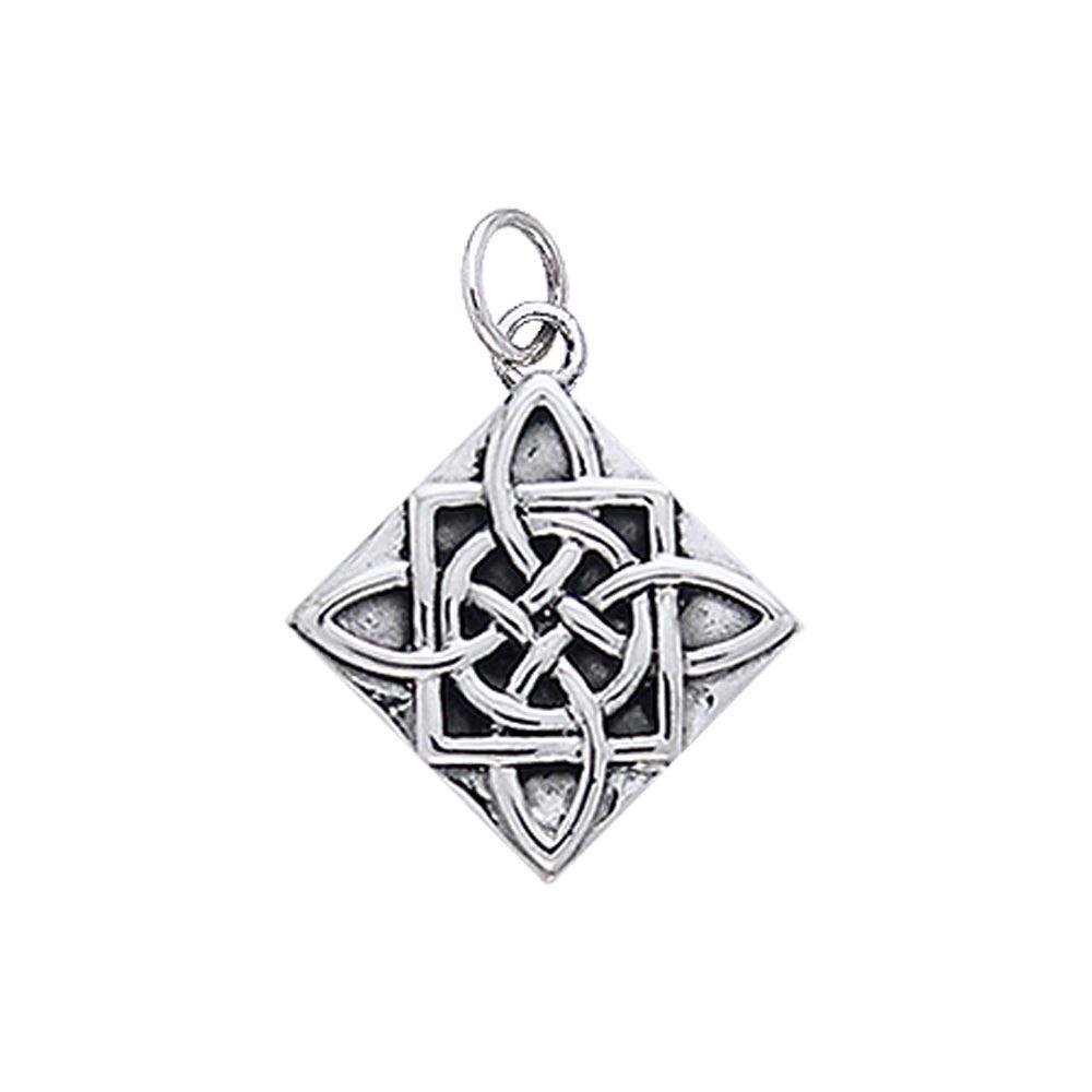 Celtic Knotwork Four Point Quaternary Knot Silver Charm TCM100
