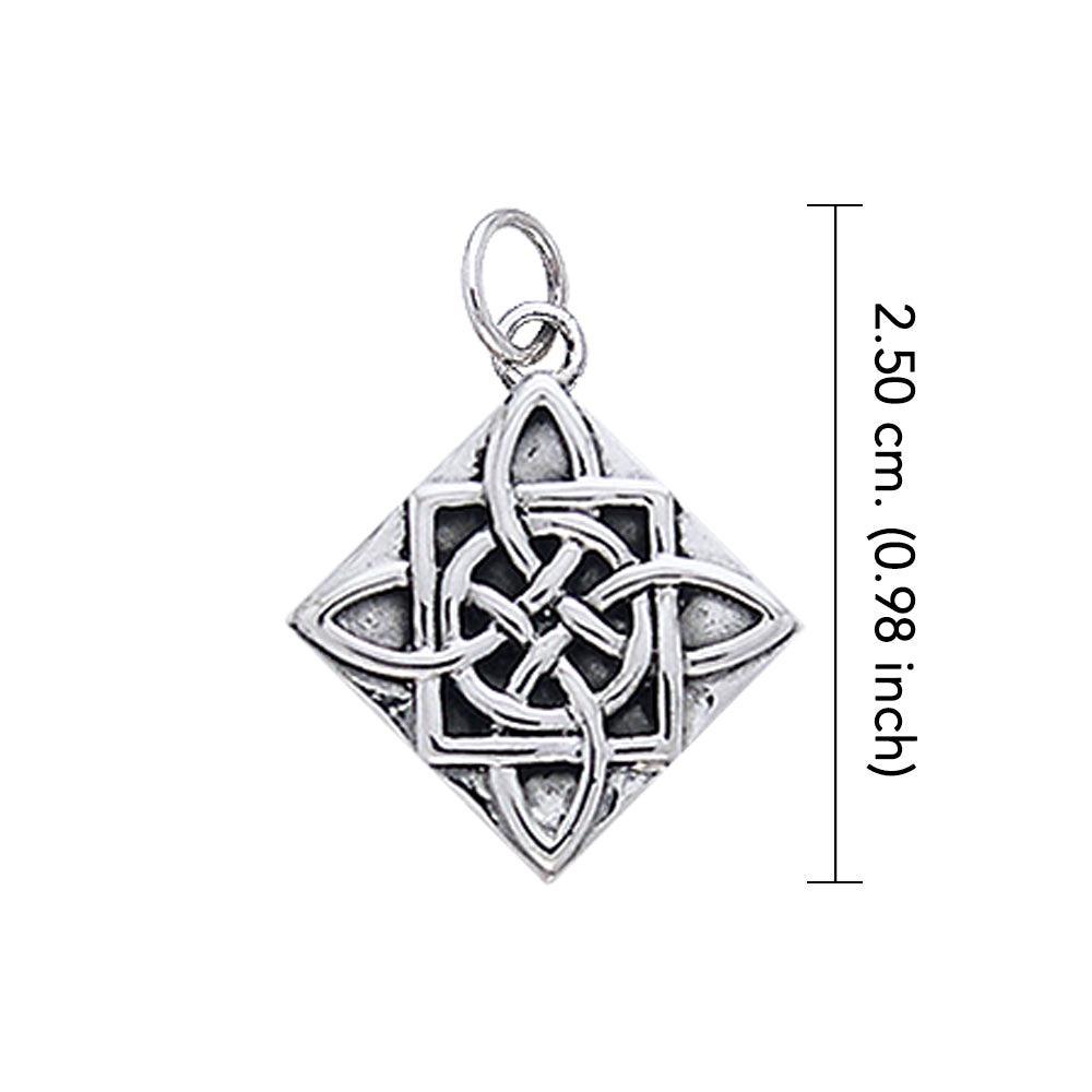 Celtic Knotwork Four Point Quaternary Knot Silver Charm TCM100