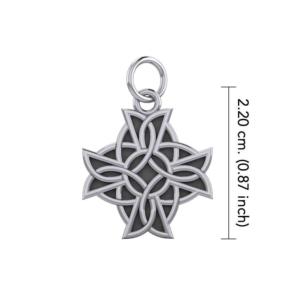 Modern Celtic Knotwork Cross Silver Charm TCM107