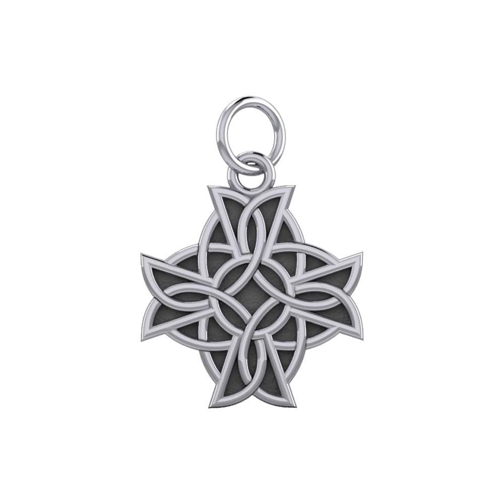 Modern Celtic Knotwork Cross Silver Charm TCM107