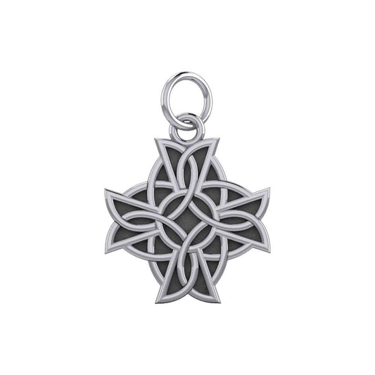 Modern Celtic Knotwork Cross Silver Charm TCM107