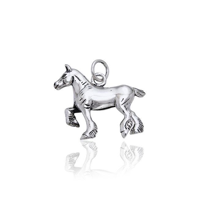 Trotting Draft Horse Silver Charm TCM166