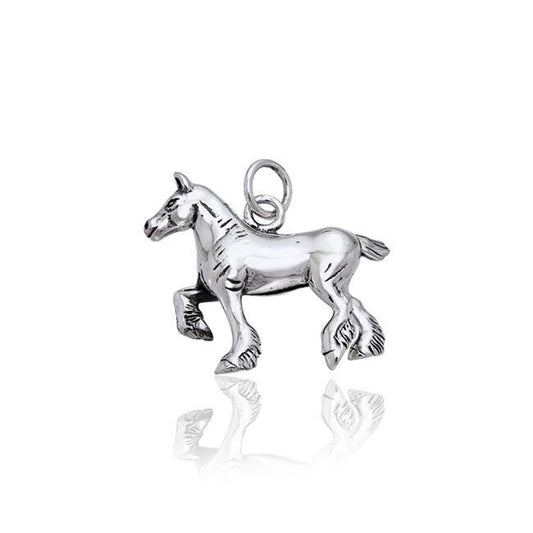 Trotting Draft Horse Silver Charm TCM166