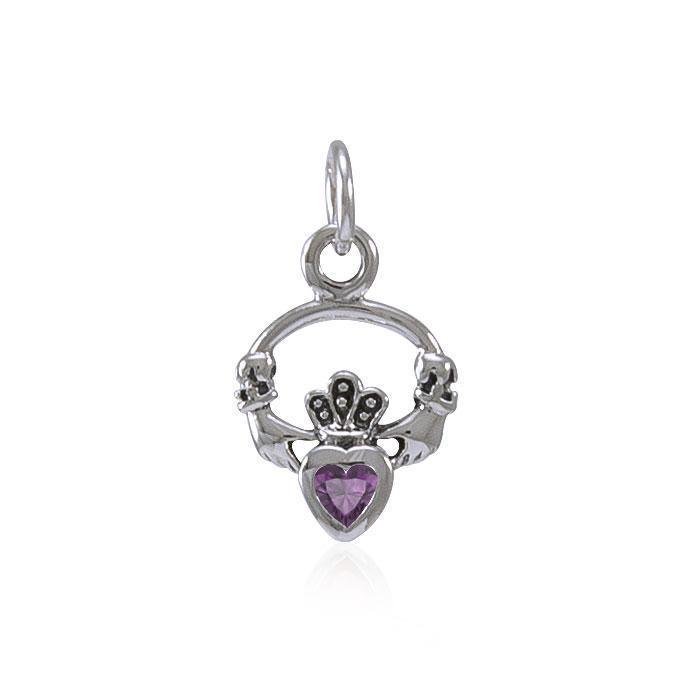 Silver Celtic Claddagh Birthstone Charm TCM274