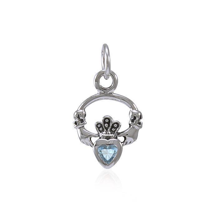 Silver Celtic Claddagh Birthstone Charm TCM274