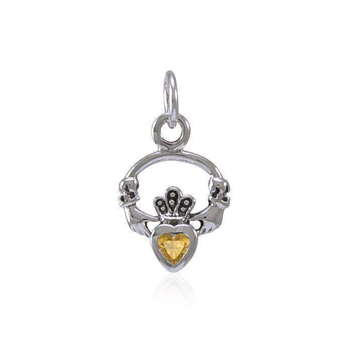 Silver Celtic Claddagh Birthstone Charm TCM274