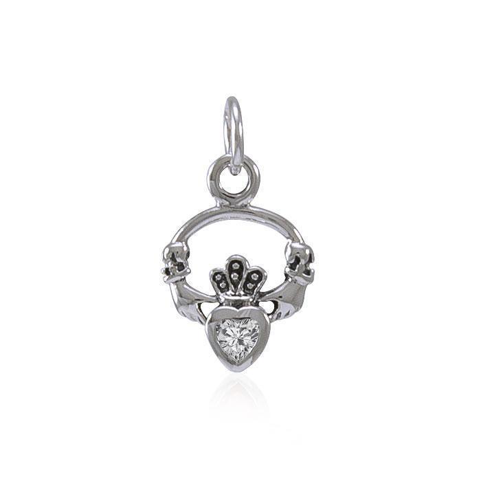 Silver Celtic Claddagh Birthstone Charm TCM274