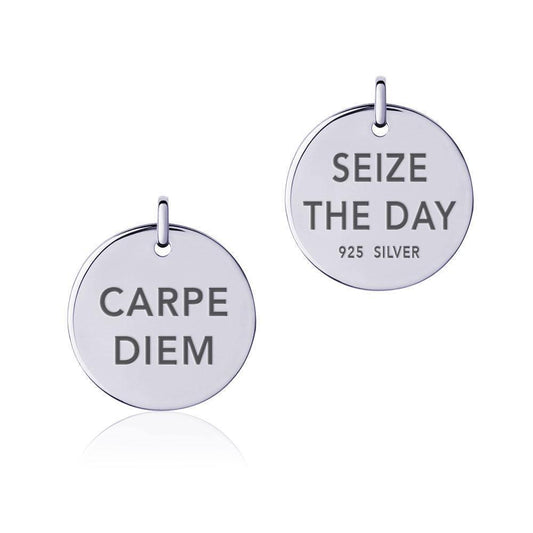 Power Word Carpe Diem Silver Disc Charm TCM317