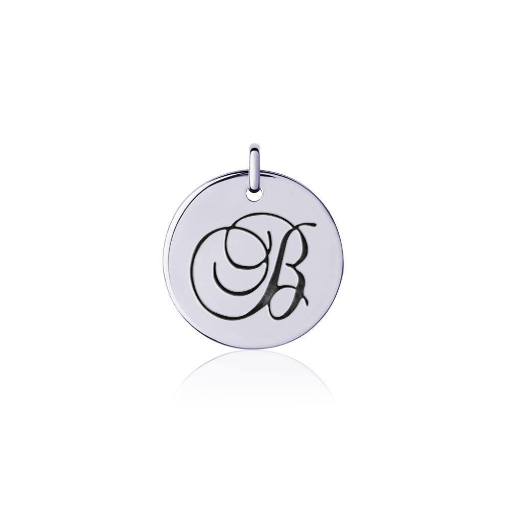 Letter B Silver Disc Charm TCM364