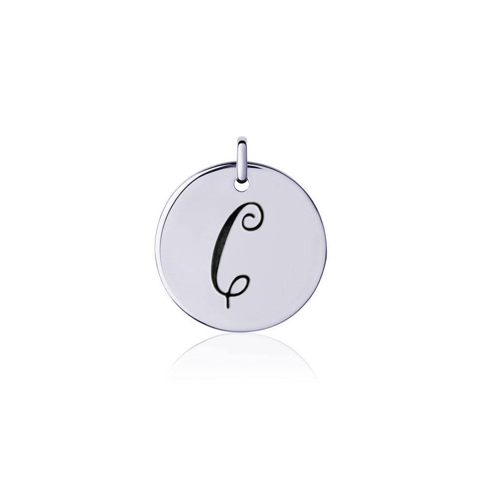 Letter C Silver Disc Charm TCM365