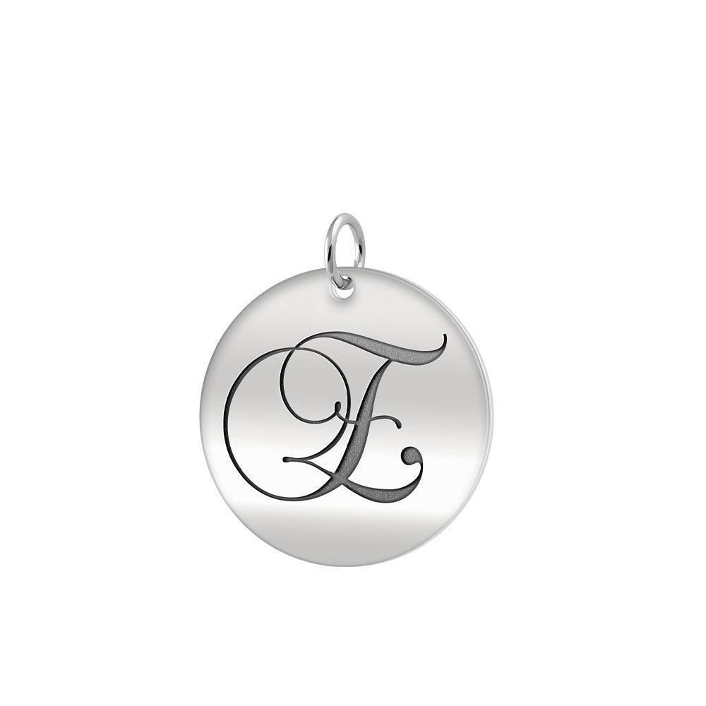 Letter E Silver Disc Charm TCM367