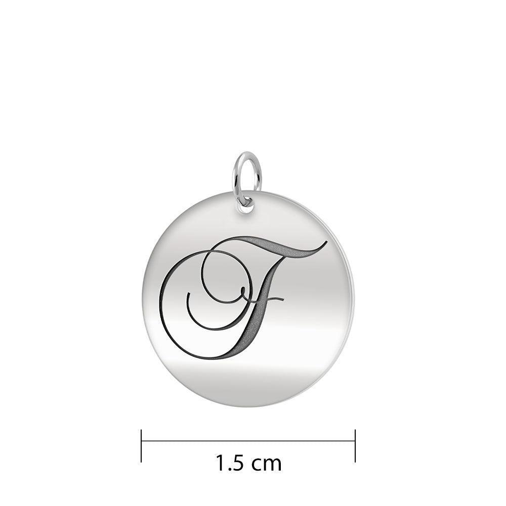 Letter F Silver Disc Charm TCM368