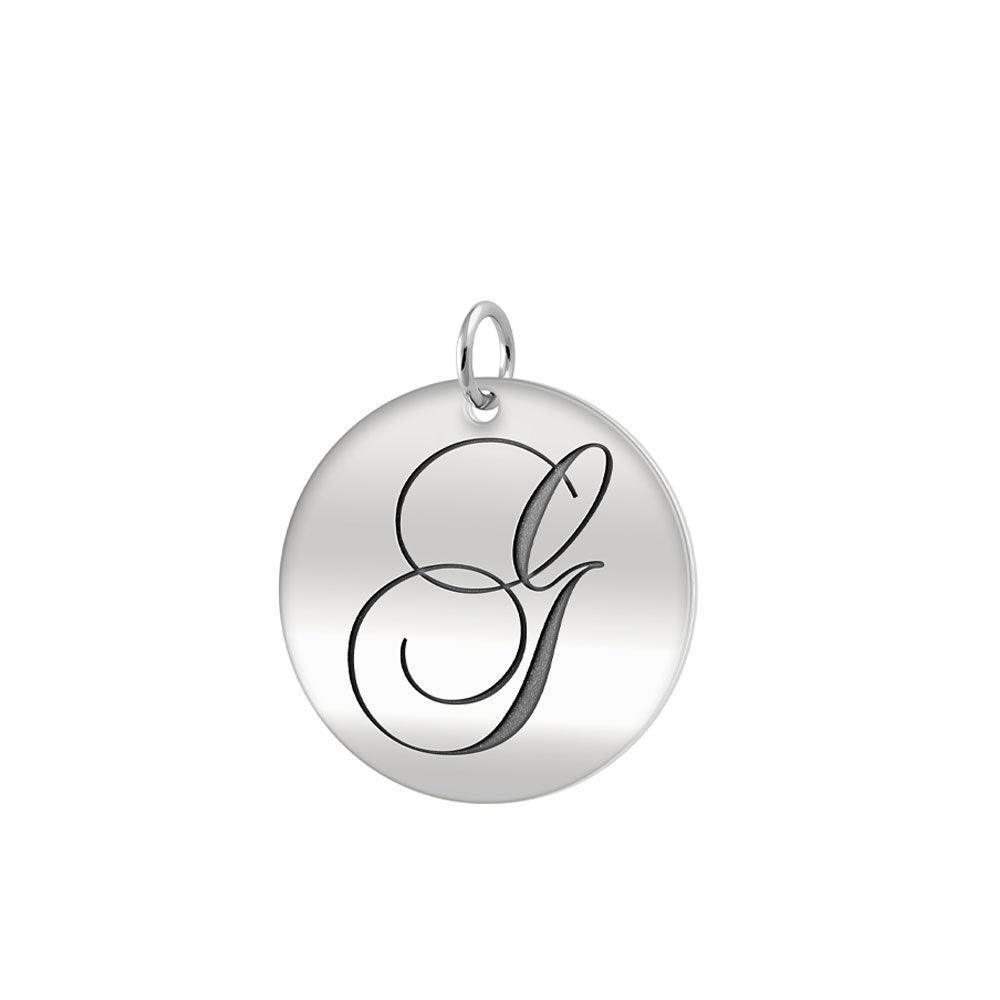 Letter G Silver Disc Charm TCM369