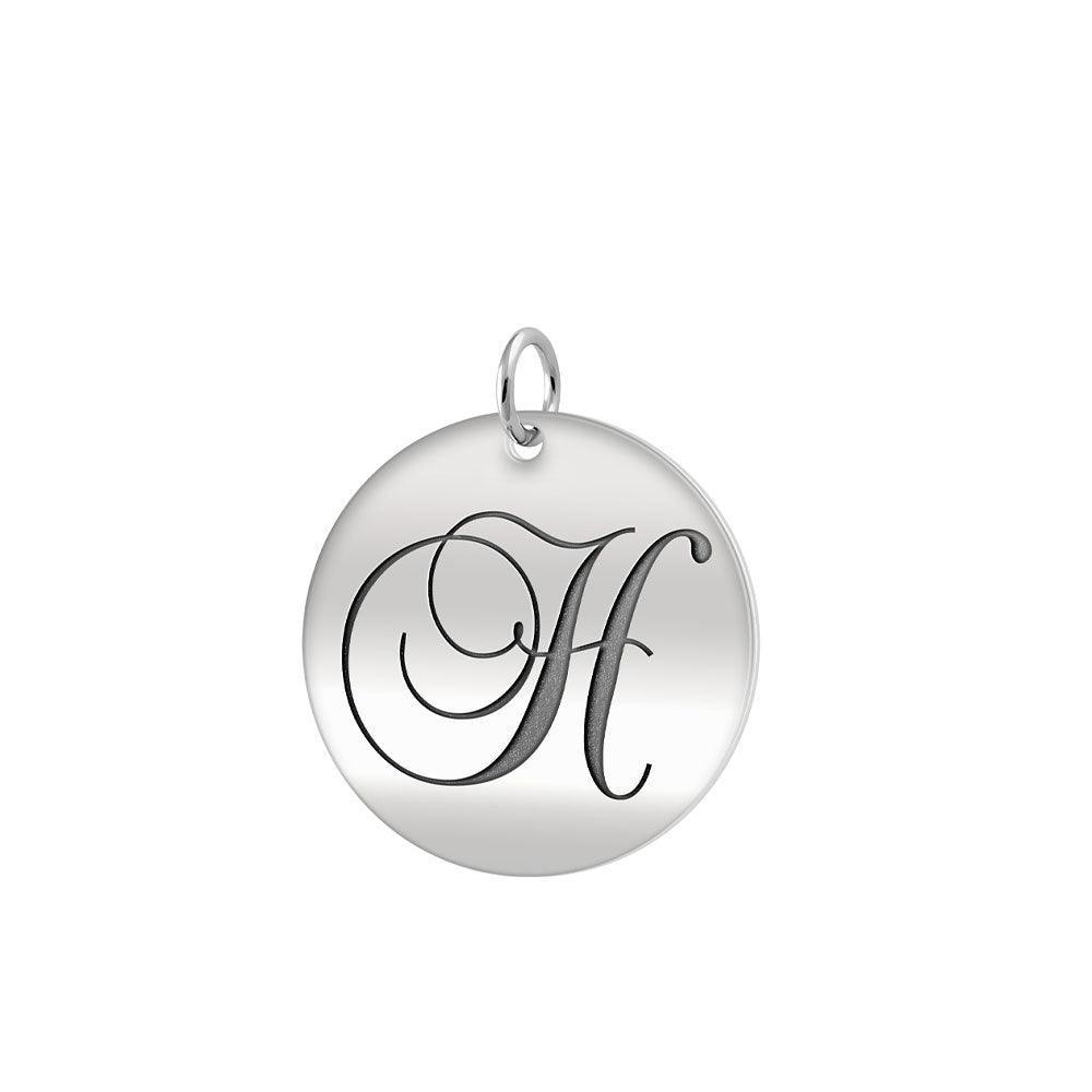 Letter H Silver Disc Charm TCM370