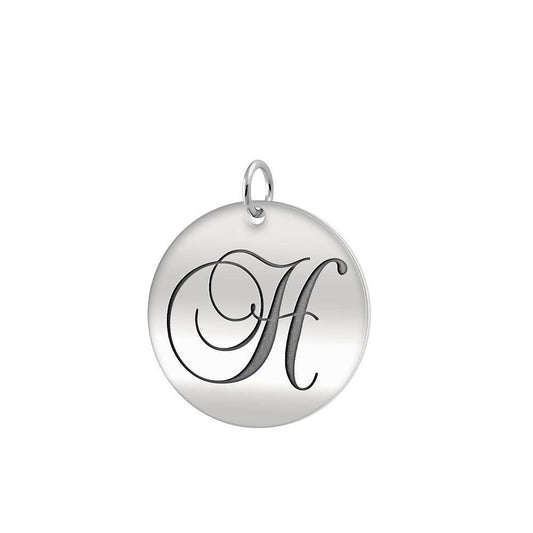 Letter H Silver Disc Charm TCM370