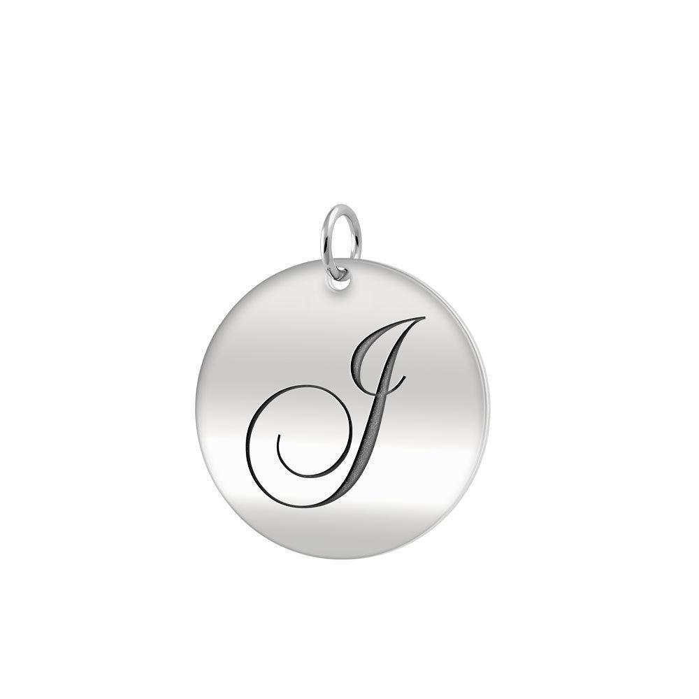 Letter J Silver Disc Charm TCM371