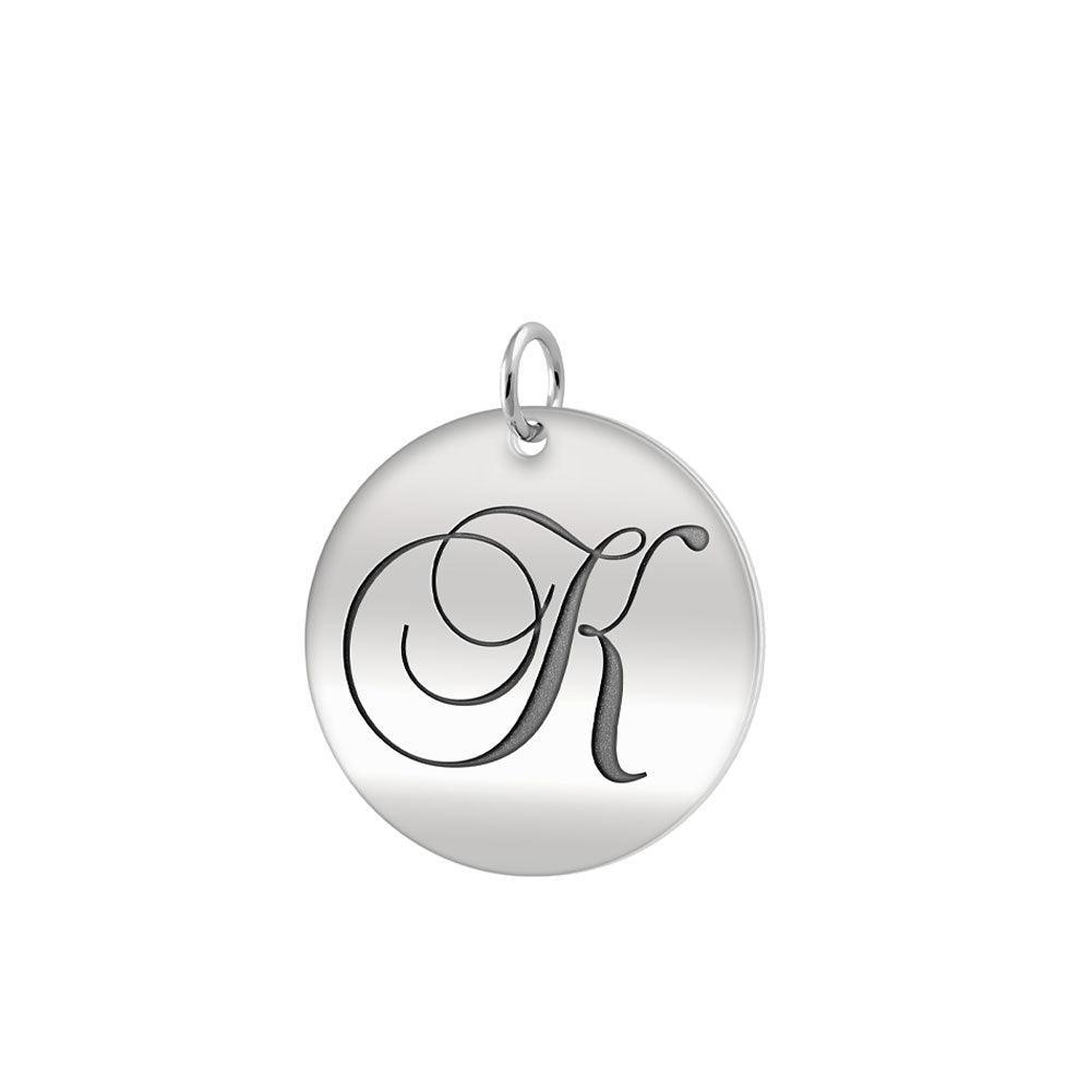 Letter K Silver Disc Charm TCM372