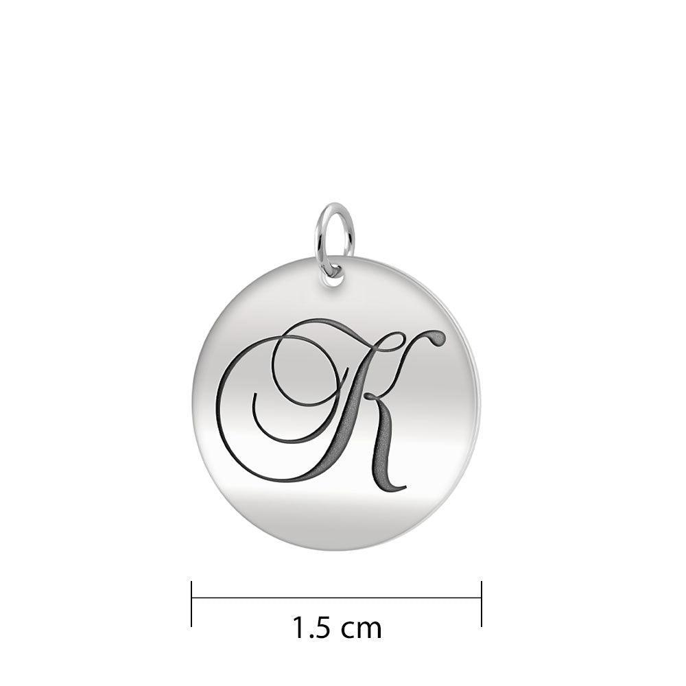 Letter K Silver Disc Charm TCM372