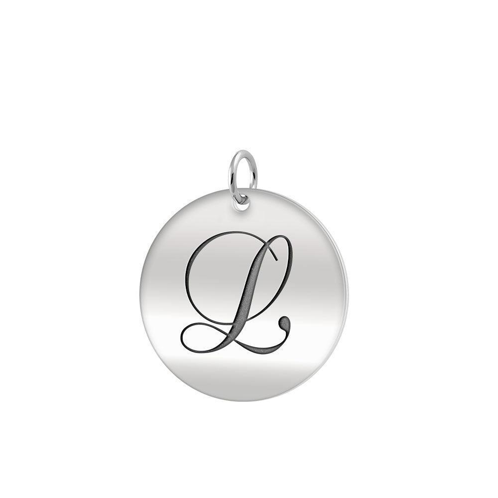Letter L Silver Disc Charm TCM373