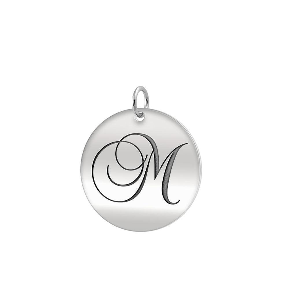 Letter M Silver Disc Charm TCM374