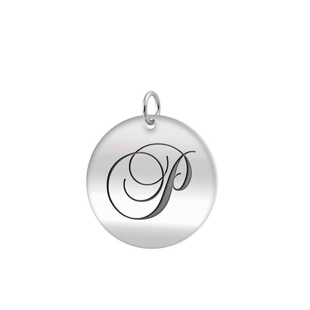 Letter P Silver Disc Charm TCM377