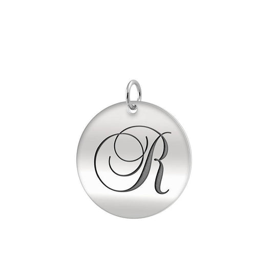 Letter R Silver Disc Charm TCM378