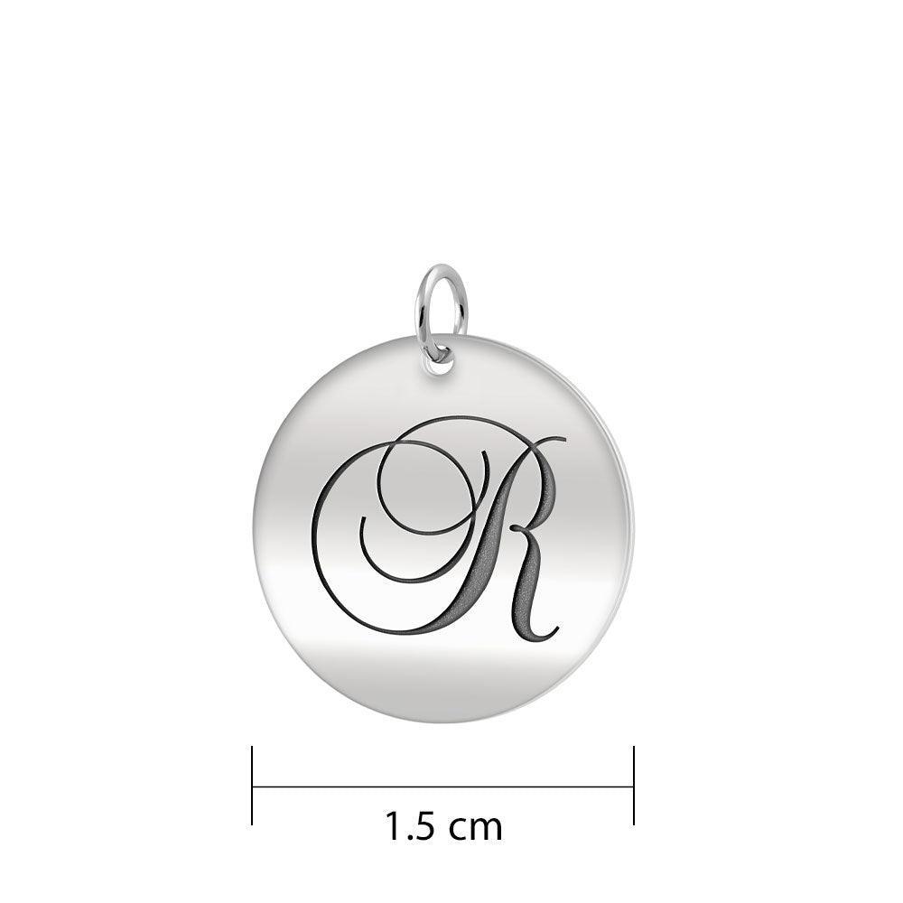 Letter R Silver Disc Charm TCM378