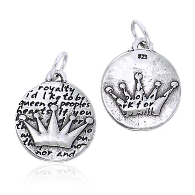 Empowering Word Crown Silver Disc Charm TCM428