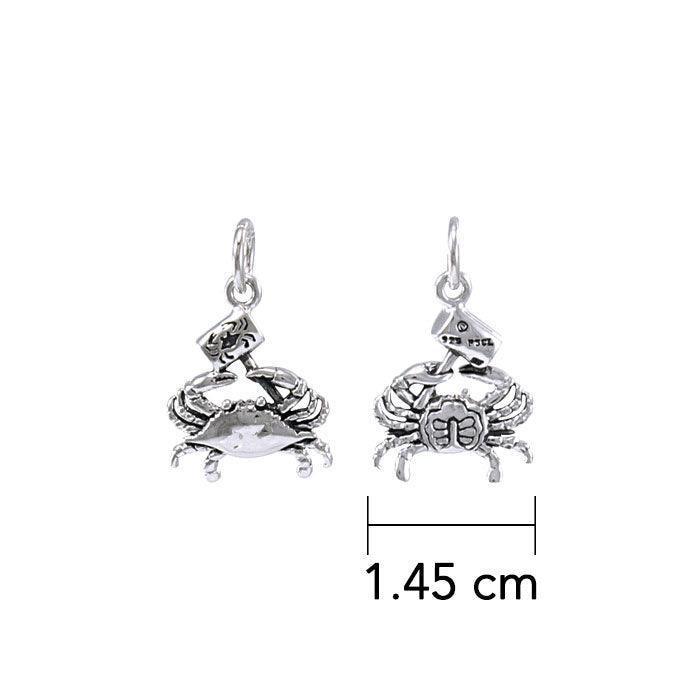 3 Dimensional Blue Crab with Hammer Silver Charm TCM574