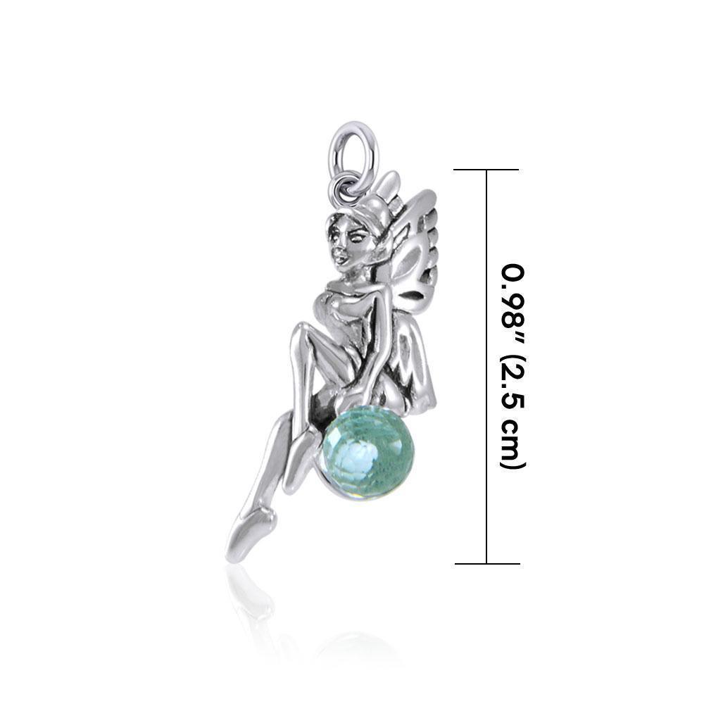 Enchanted Fairy Silver Charm with Crystal TCM636