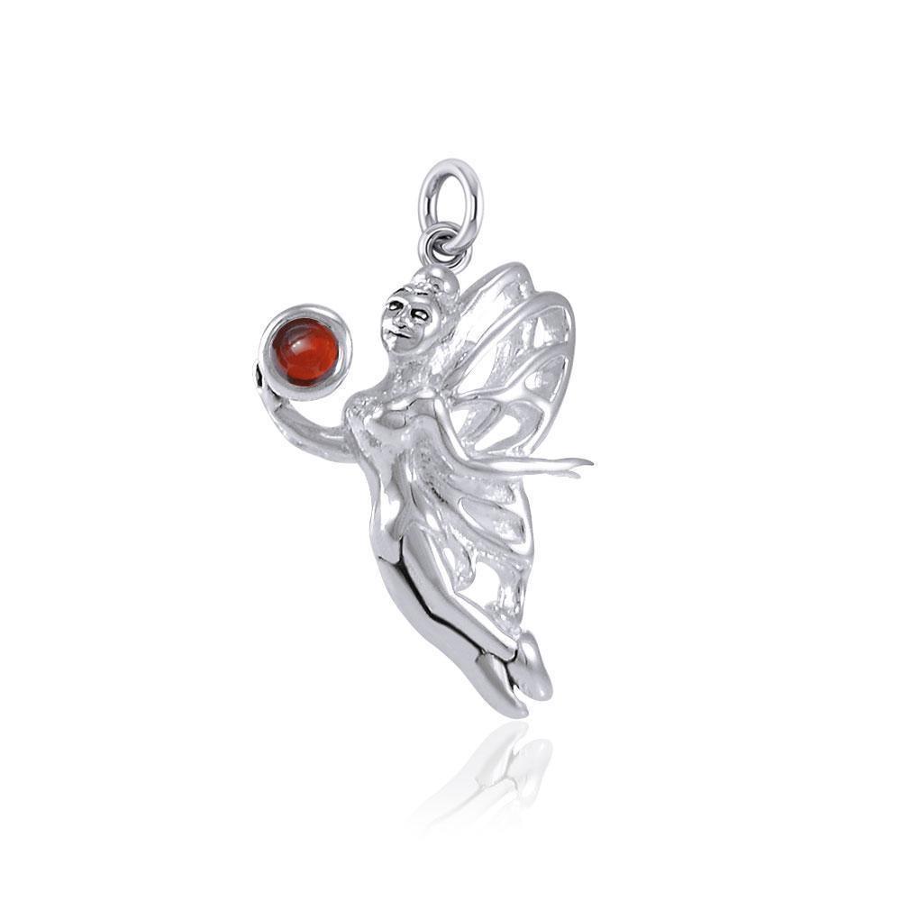 Enchanted Fairy Holding Gem Silver Charm TCM638