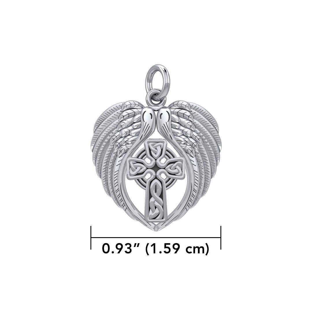 Feel the Tranquil in Angels Wings Sterling Silver Charm with Celtic Cross TCM674