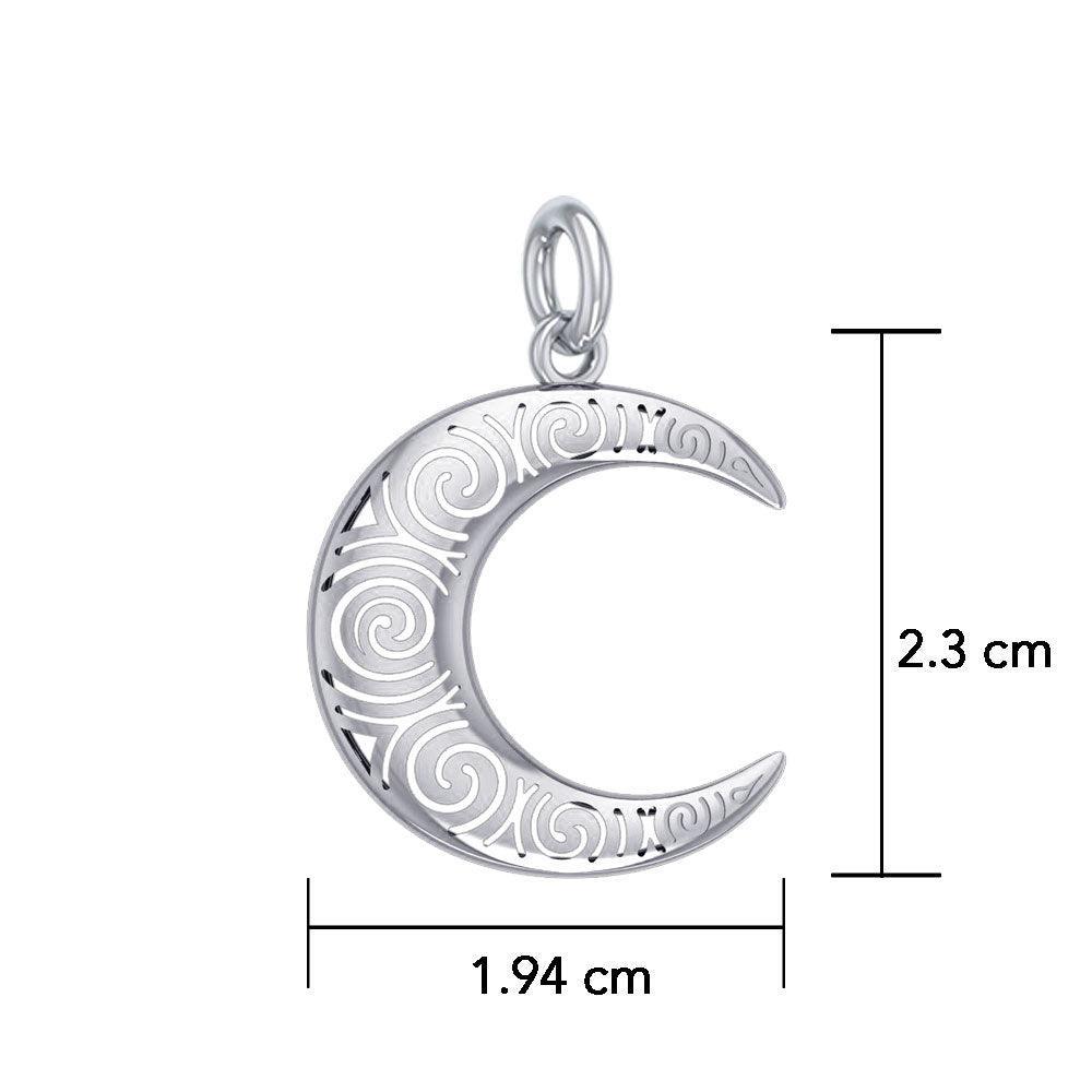 Spiral Crescent Moon Sterling Silver Charm TCM676