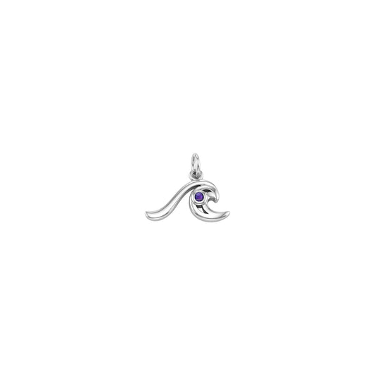 Wave with Gemstone Sterling Silver Charm TCM718