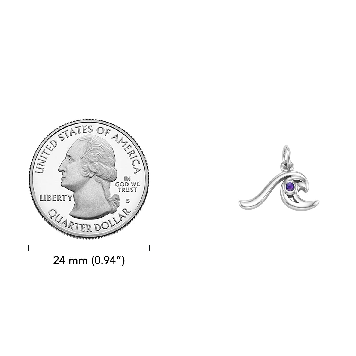Wave with Gemstone Sterling Silver Charm TCM718