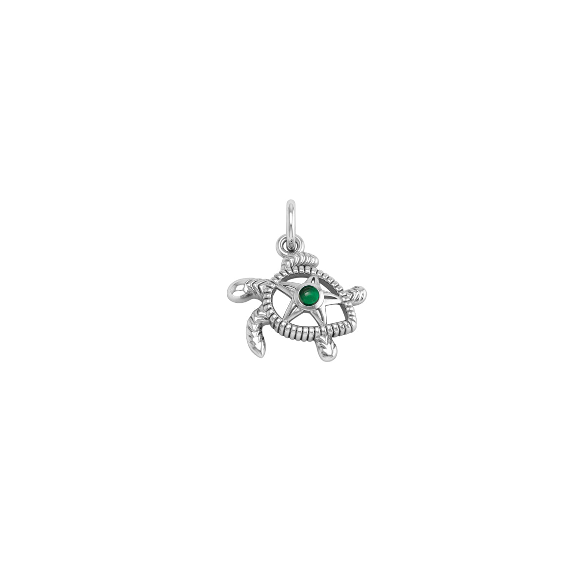 Turtle with Starfish and Gemstone Sterling Silver Charm TCM719
