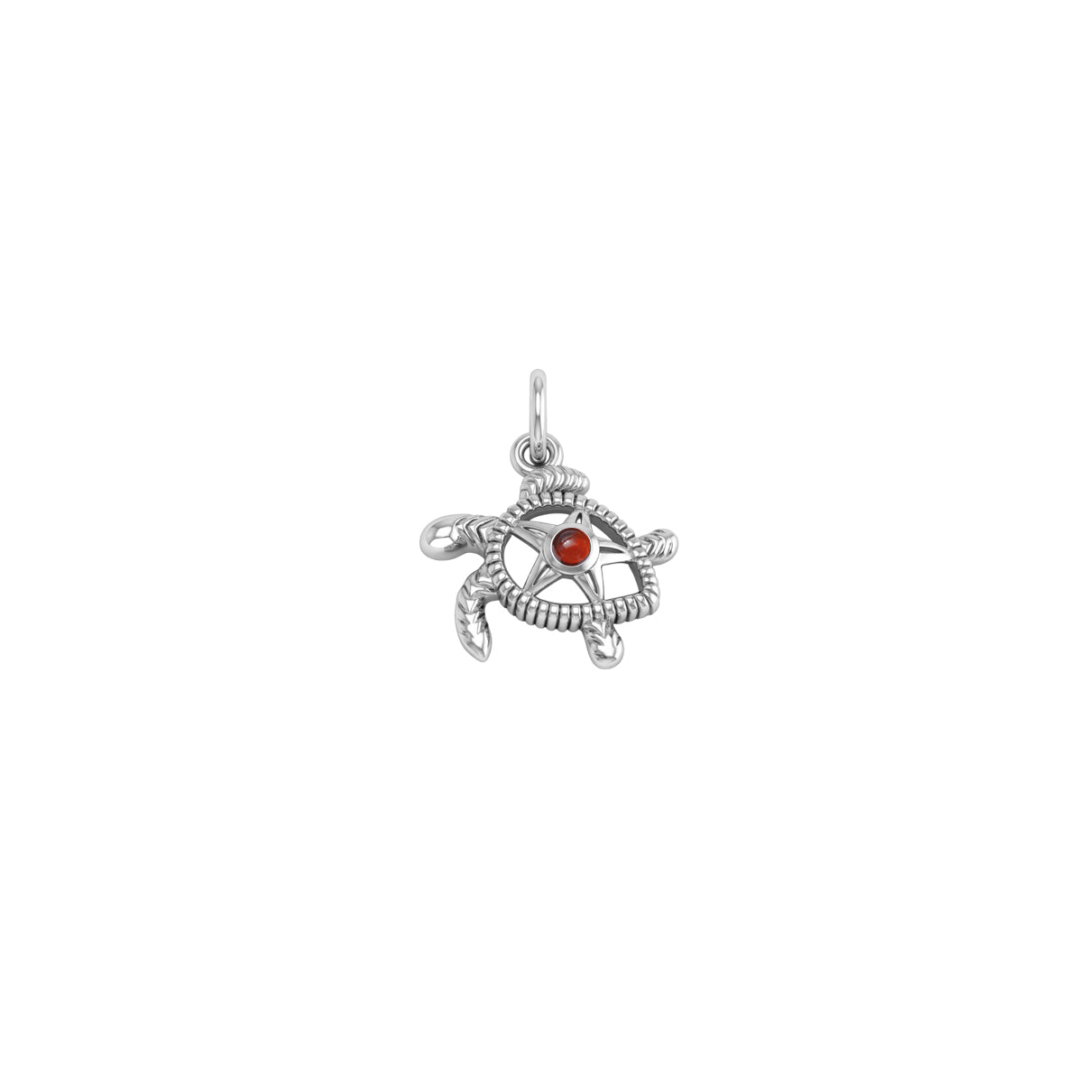 Turtle with Starfish and Gemstone Sterling Silver Charm TCM719