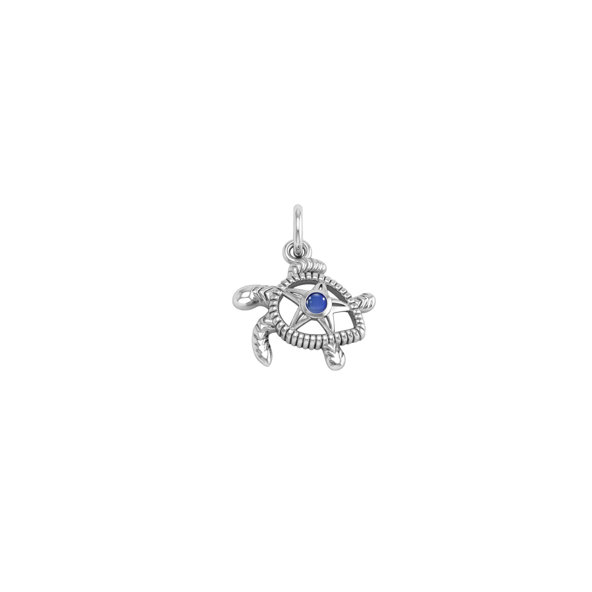 Turtle with Starfish and Gemstone Sterling Silver Charm TCM719