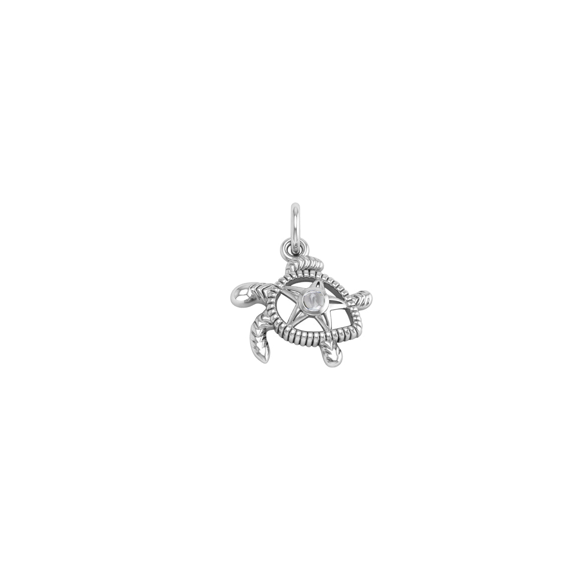 Turtle with Starfish and Gemstone Sterling Silver Charm TCM719