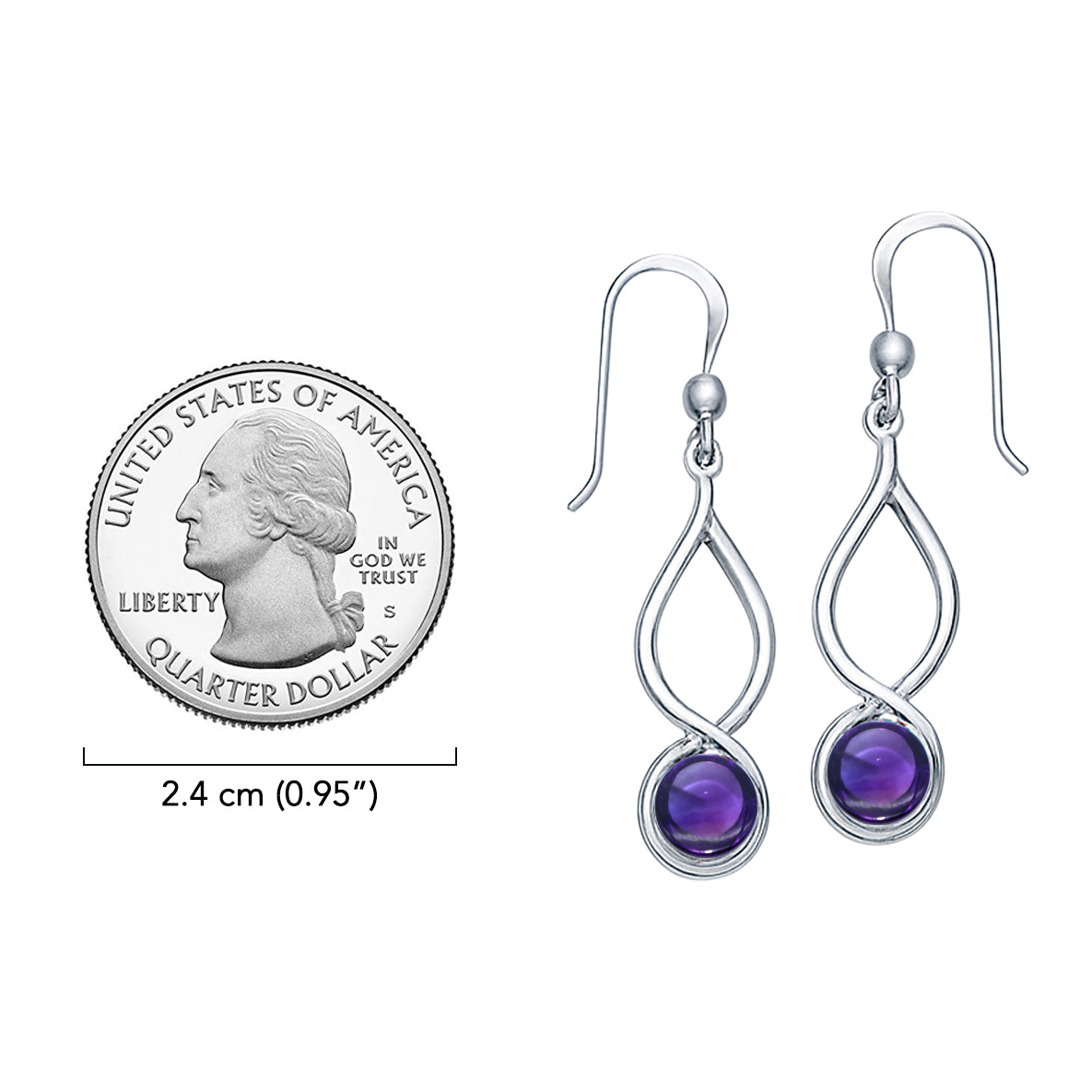 Infinity Sterling Silver Earrings With Cabochon TE1026