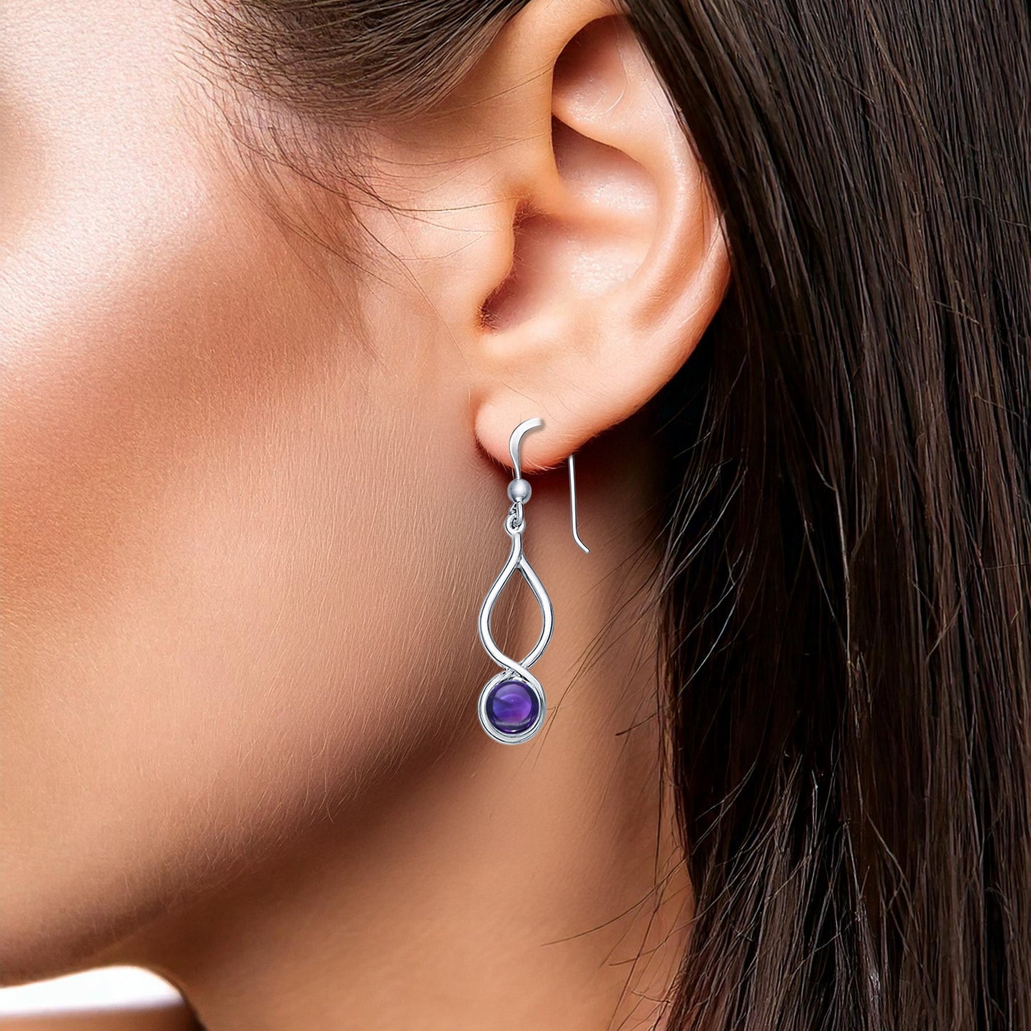 Infinity Sterling Silver Earrings With Cabochon TE1026