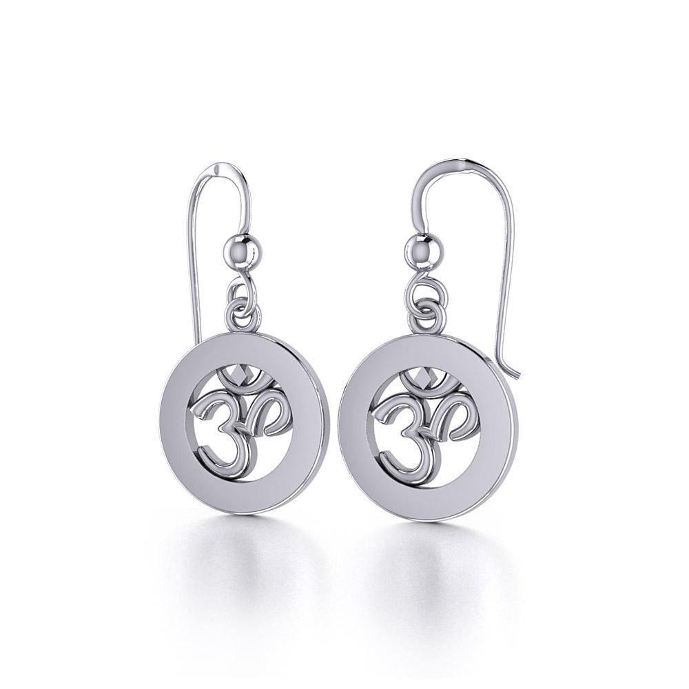 Om Meditation Silver Earrings TE1053