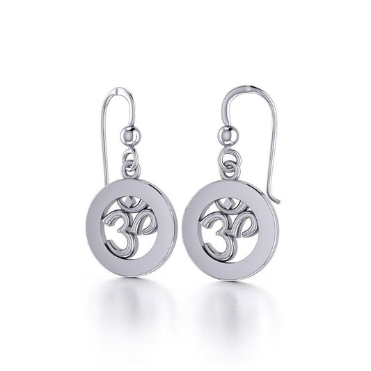 Om Meditation Silver Earrings TE1053