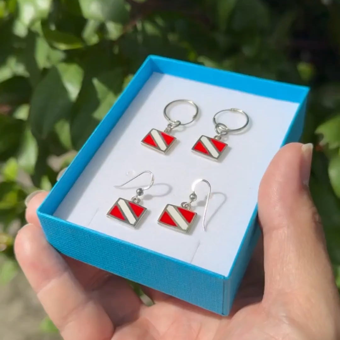 Dive Flag Sterling Silver Hook Earrings TE2028