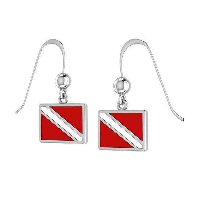 Dive Flag Silver Hook Earrings TE2028
