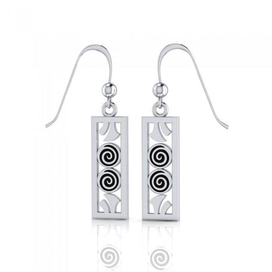 Celtic Knotwork Double Spiral Sterling Silver Dangle Earrings TE2068