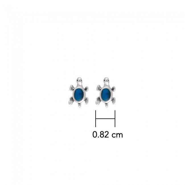 Sea Turtle Sterling Silver with Synthetic Paua Shell Post Earrings TE2070