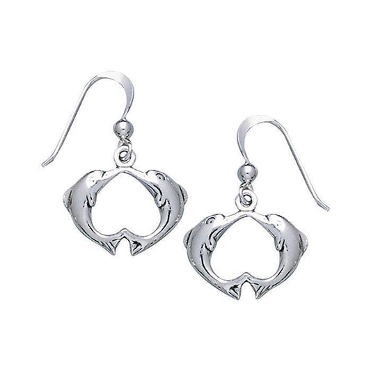 Dolphins Sterling Silver Hook Earring TE2088