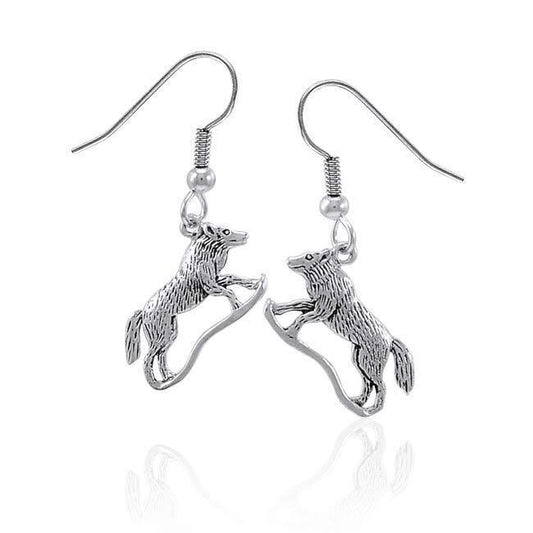 Running Wolf Silver Earrings TE226